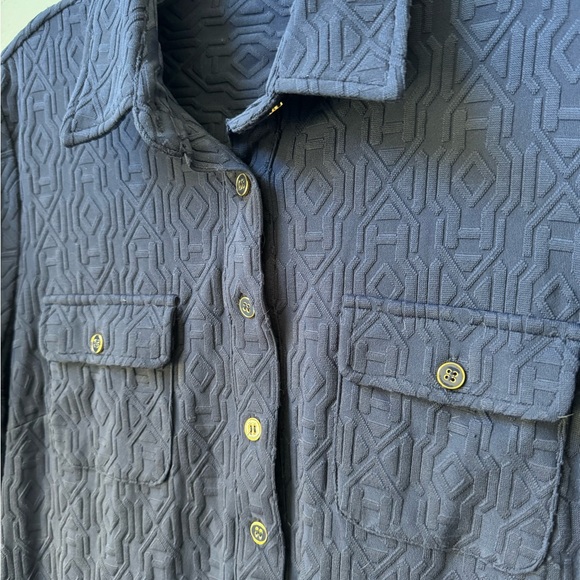 J. McLAUGHLIN navy blue stretch textured Yolanda Dress - Picture 7 of 7